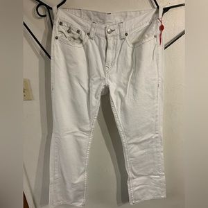 True Religion Mens 38 White Straight Flap Pocket Thick Stitch Denim Actual 38